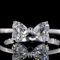 14K White Gold Toi et Moi Ring with 2 Heart-Shaped Lab Diamonds - E-F VS1 Quality - 0.85 Carat Total Weight - Covaloro Fine Jewelry