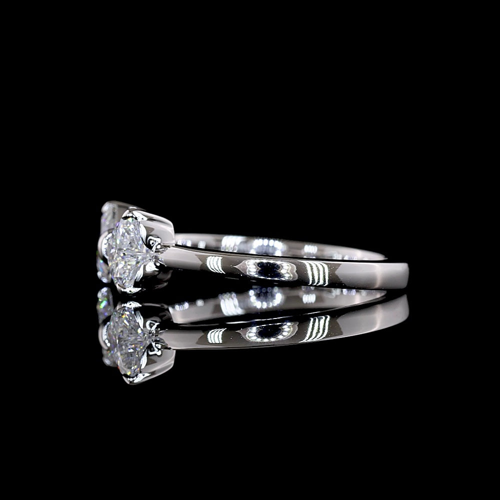 14K White Gold Toi et Moi Ring with 2 Heart-Shaped Lab Diamonds - E-F VS1 Quality - 0.85 Carat Total Weight - Covaloro Fine Jewelry