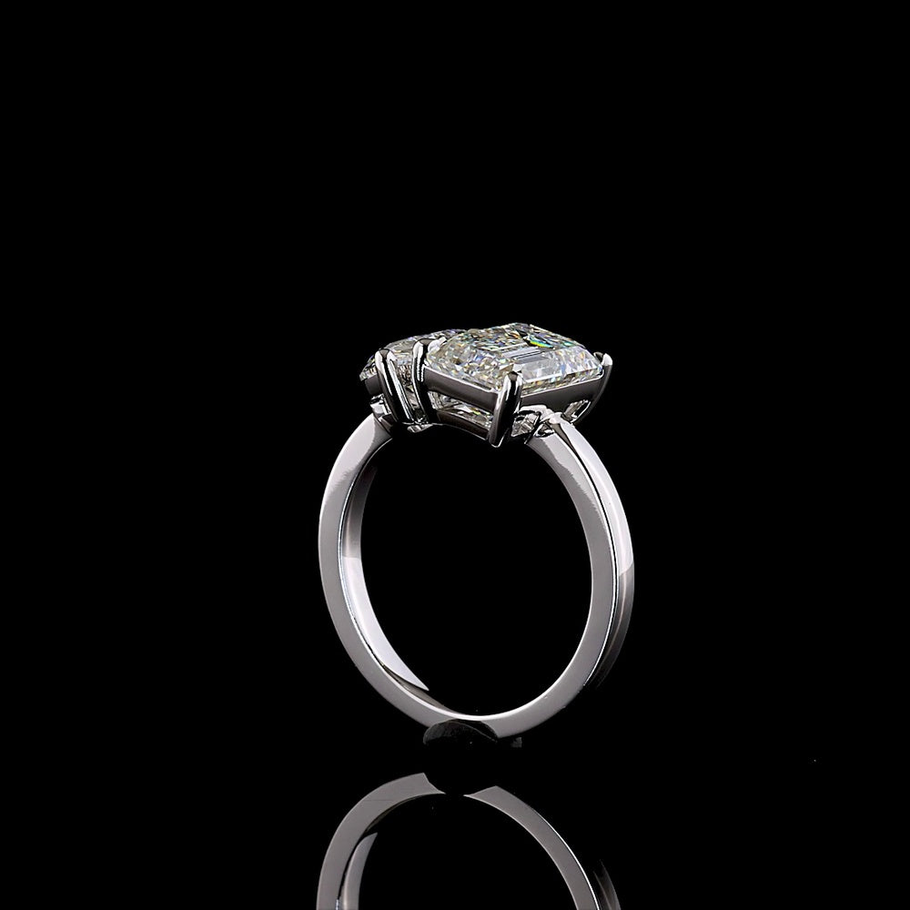 14K White Gold Toi et Moi Ring with 3.03 Carat Emerald Cut and 2.03 Carat Pear Shape Lab Diamonds - 5.06 Carat Total Diamond Weight - Covaloro Fine Jewelry