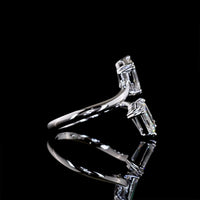 14K White Gold Toi et Moi Ring with Inclined Emerald Cut Lab Diamonds - 1.91 Total Carat Weight, E-F Color, VS1 Clarity - Covaloro Fine Jewelry