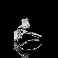 14K White Gold Toi et Moi Ring with Inclined Emerald Cut Lab Diamonds - 1.91 Total Carat Weight, E-F Color, VS1 Clarity - Covaloro Fine Jewelry