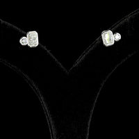 14K White Gold Toi et Moi Stud Earrings with Bezel Set Radiant and Brilliant Cut Lab Diamonds - 1.45 Carat Total Diamond Weight - Covaloro Fine Jewelry