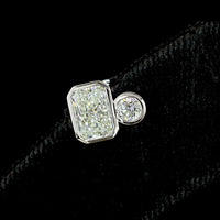 14K White Gold Toi et Moi Stud Earrings with Bezel Set Radiant and Brilliant Cut Lab Diamonds - 1.45 Carat Total Diamond Weight - Covaloro Fine Jewelry