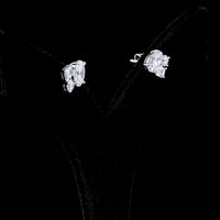 14K White Gold Toi et Moi Stud Earrings with Oval and Emerald Cut Lab Diamonds - 2.30 Total Carat Weight - Covaloro Fine Jewelry