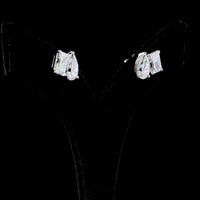 14K White Gold Toi et Moi Stud Earrings with Pear and Radiant Cut Lab Diamonds - 6.07 Total Carat Weight, E Color, VS1-VVS2 Clarity - Covaloro Fine Jewelry