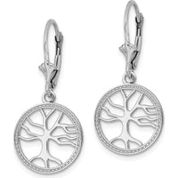 14K White Gold Tree of Life Drop Earrings with Diamond Accents - 1.00 Carat Total Diamond Weight by 0