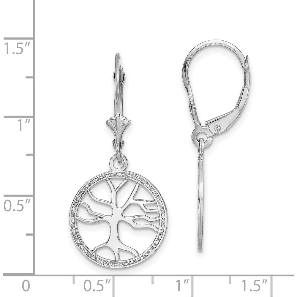 14K White Gold Tree of Life Drop Earrings with Diamond Accents - 1.00 Carat Total Diamond Weight by 0