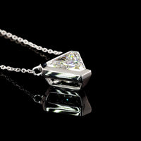 14K White Gold Triangle Cut Lab Diamond Solitaire Pendant - 2.05 Carat Total Weight, F VVS2 - Covaloro Fine Jewelry