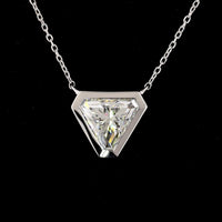14K White Gold Triangle Cut Lab Diamond Solitaire Pendant - 2.05 Carat Total Weight, F VVS2 - Covaloro Fine Jewelry