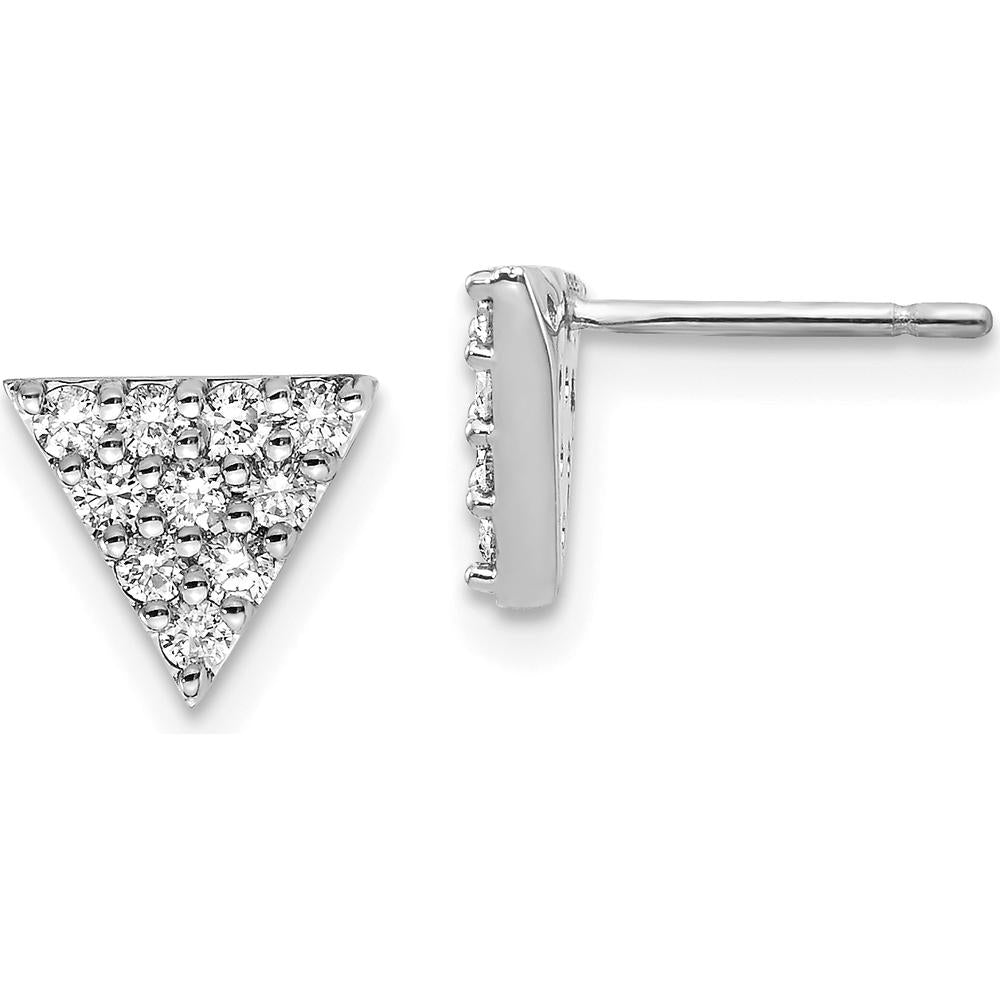 14K White Gold Triangle Diamond Cluster Earrings - 0.017 Carat Total Diamond Weight by Monteluci Fine Jewelry