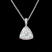 14K White Gold Triangle Shape Halo Pendant with Fancy Vivid Pink Lab Diamond and Brilliant Cut Accent Stones - 1.31 Total Carat Weight - Covaloro Fine Jewelry