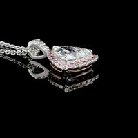 14K White Gold Triangle Shape Halo Pendant with Fancy Vivid Pink Lab Diamond and Brilliant Cut Accent Stones - 1.31 Total Carat Weight - Covaloro Fine Jewelry