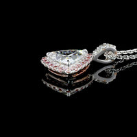 14K White Gold Triangle Shape Halo Pendant with Fancy Vivid Pink Lab Diamond and Brilliant Cut Accent Stones - 1.31 Total Carat Weight - Covaloro Fine Jewelry