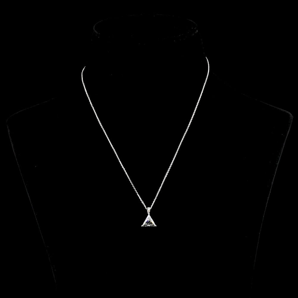 14K White Gold Triangle Shape Pendant with 1.92 Carat E VVS2 Lab Diamond and Brilliant Cut Accent Stones - 1.98 Carat Total Diamond Weight - Covaloro Fine Jewelry