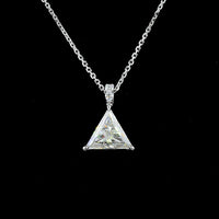 14K White Gold Triangle Shape Pendant with 1.92 Carat E VVS2 Lab Diamond and Brilliant Cut Accent Stones - 1.98 Carat Total Diamond Weight - Covaloro Fine Jewelry