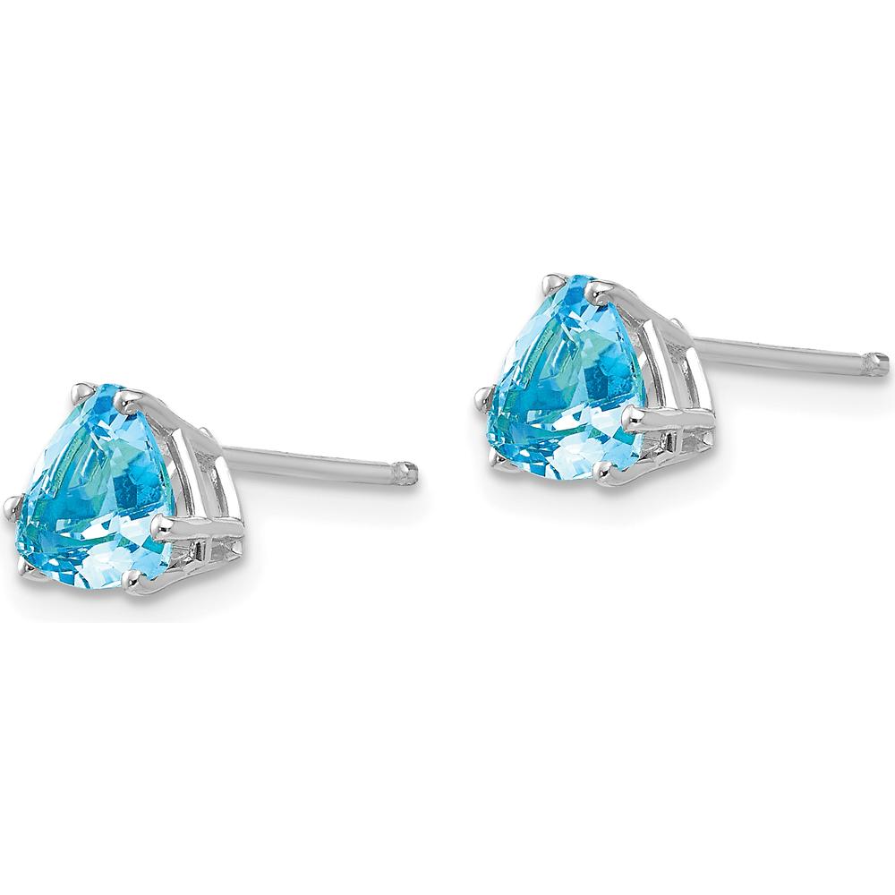 14K White Gold Trillion Blue Topaz Stud Earrings - 0.95 Carat Total Gemstone Weight by Monteluci Fine Jewelry