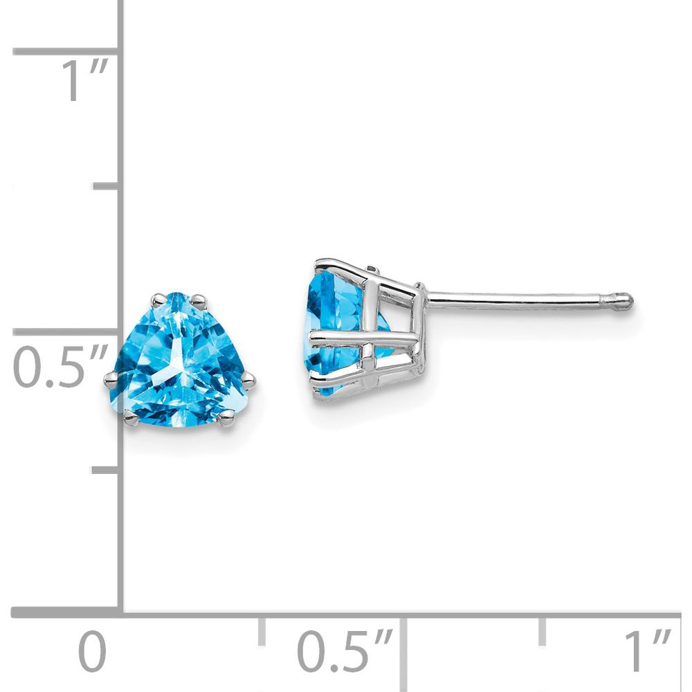 14K White Gold Trillion Blue Topaz Stud Earrings - 0.95 Carat Total Gemstone Weight by Monteluci Fine Jewelry