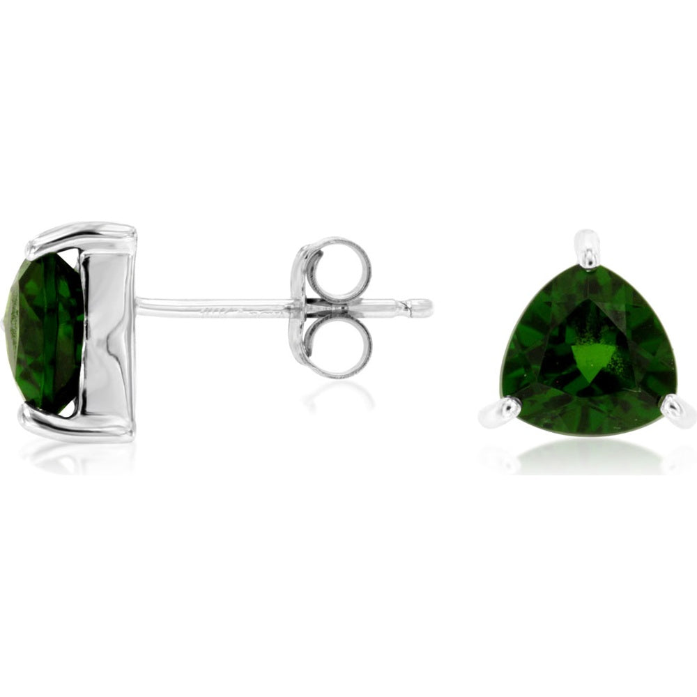 14K White Gold Trillion Cut Russalite Stud Earrings - 1.65 Carat Total Gem Weight - Royal Jewelry