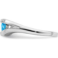 14K White Gold Trillion-Cut Swiss Blue Topaz and Round Diamond Ring - 0.29 Carat Topaz, 0.005 Carat Diamond by 0