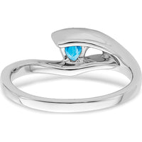 14K White Gold Trillion-Cut Swiss Blue Topaz and Round Diamond Ring - 0.29 Carat Topaz, 0.005 Carat Diamond by 0
