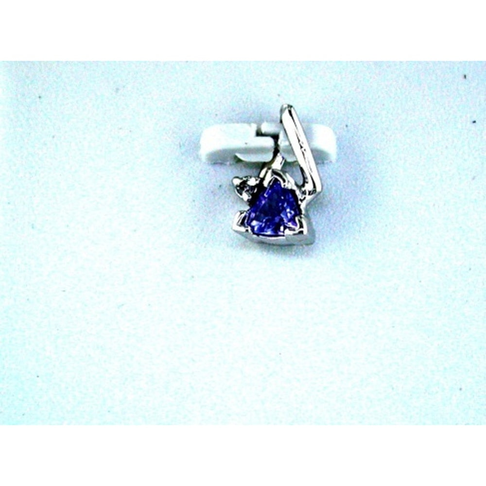 14K White Gold Trillion-Cut Tanzanite Pendant with Round Diamond Accent - 0.25 Carat Tanzanite and 0.18 Carat Diamond Total Weight - Royal Jewelry