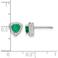 14K White Gold Trillion Emerald and Diamond Halo Earrings - 0.4275 Carat Total Emerald Weight by Monteluci Fine Jewelry