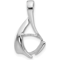 14K White Gold Trillion Gemstone Pendant Mounting for 8mm Gemstone - Rhodium Plated by Oro Pregiato
