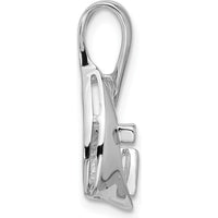 14K White Gold Trillion Gemstone Pendant Mounting for 8mm Gemstone - Rhodium Plated by Oro Pregiato