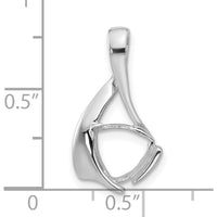 14K White Gold Trillion Gemstone Pendant Mounting for 8mm Gemstone - Rhodium Plated by Oro Pregiato