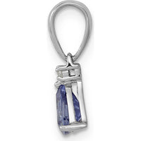 14K White Gold Trillion Tanzanite and Round Diamond Pendant - 0.72 Carat Tanzanite, 0.02 Carat Diamond by Monteluci Fine Jewelry