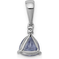 14K White Gold Trillion Tanzanite and Round Diamond Pendant - 0.72 Carat Tanzanite, 0.02 Carat Diamond by Monteluci Fine Jewelry