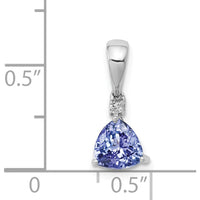 14K White Gold Trillion Tanzanite and Round Diamond Pendant - 0.72 Carat Tanzanite, 0.02 Carat Diamond by Monteluci Fine Jewelry