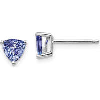 14K White Gold Trillion Tanzanite Post Earrings - 0.275 Carat Total Tanzanite Weight by Monteluci Fine Jewelry
