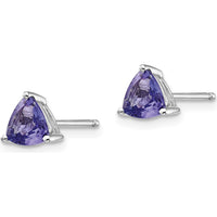 14K White Gold Trillion Tanzanite Post Earrings - 0.275 Carat Total Tanzanite Weight by Monteluci Fine Jewelry