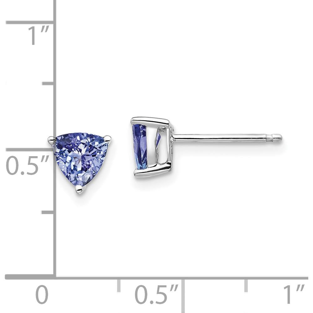 14K White Gold Trillion Tanzanite Post Earrings - 0.275 Carat Total Tanzanite Weight by Monteluci Fine Jewelry