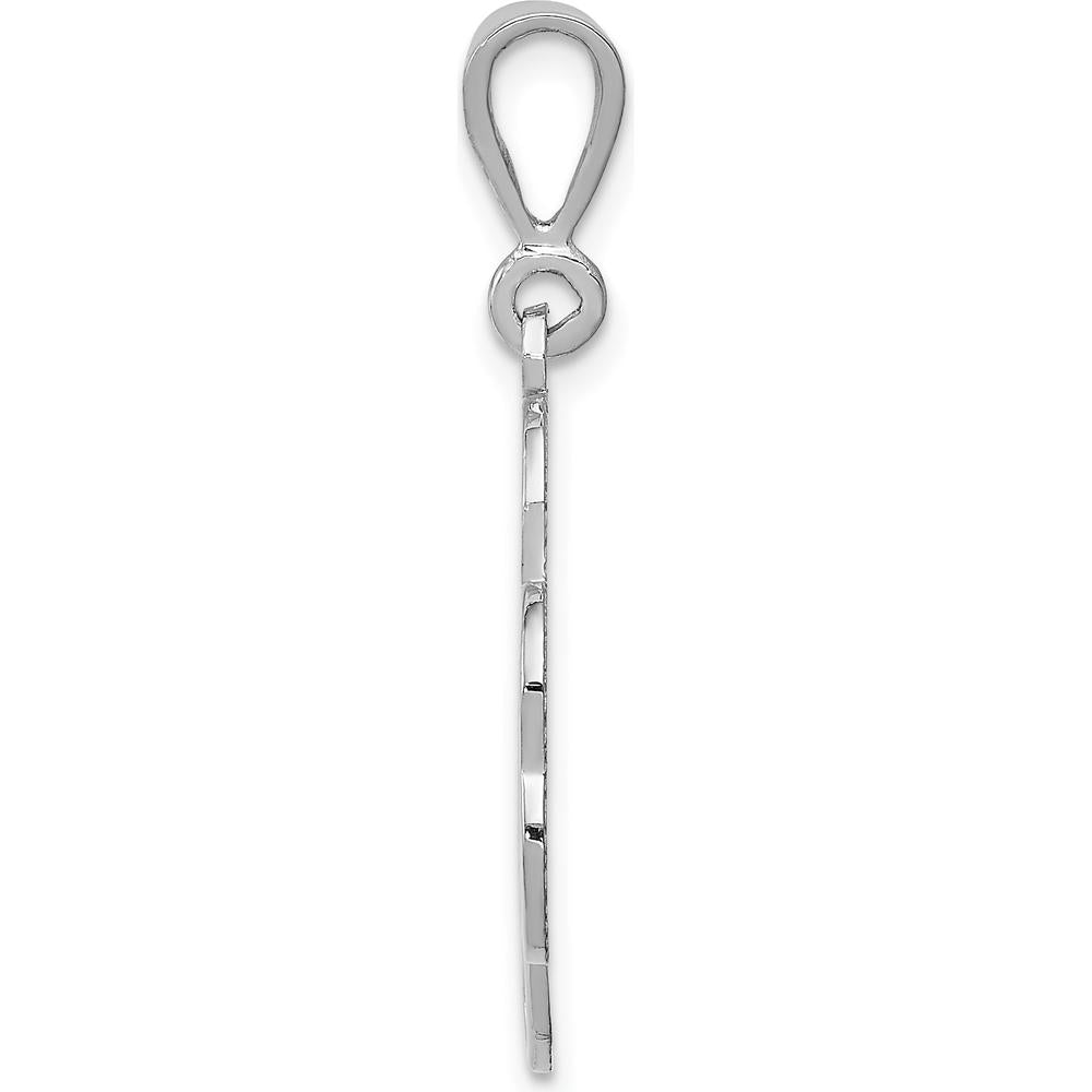 14K White Gold Trinity Clover Pendant with Textured Detailing by Oro Pregiato