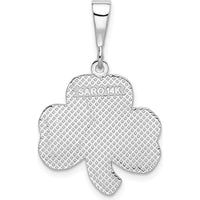 14K White Gold Trinity Clover Pendant with Textured Detailing by Oro Pregiato