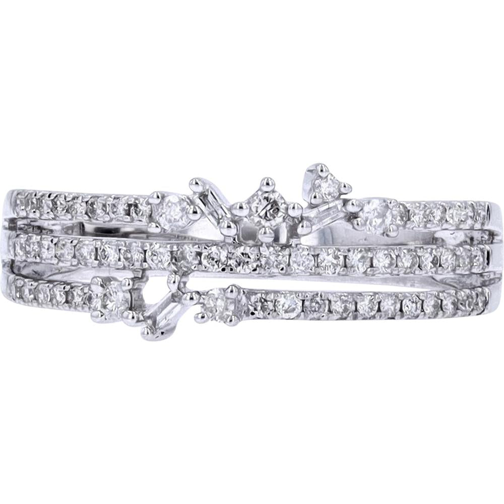 14K White Gold Triple Band Diamond Ring - 0.33 Carat Total Diamond Weight