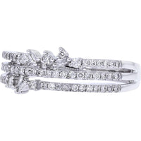 14K White Gold Triple Band Diamond Ring - 0.33 Carat Total Diamond Weight