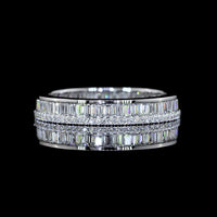 14K White Gold Triple Row Eternity Band with Channel-Set Baguette and Brilliant-Cut Lab Diamonds - 1.05 Carat Total Diamond Weight - Covaloro Fine Jewelry