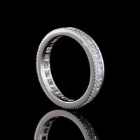14K White Gold Triple Row Eternity Band with Channel-Set Baguette and Brilliant-Cut Lab Diamonds - 1.05 Carat Total Diamond Weight - Covaloro Fine Jewelry
