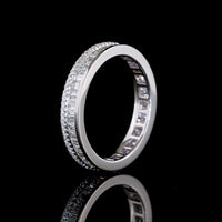 14K White Gold Triple Row Eternity Band with Channel-Set Baguette and Brilliant-Cut Lab Diamonds - 1.05 Carat Total Diamond Weight - Covaloro Fine Jewelry