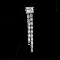 14K White Gold Triple-Strand Hanging Earrings with Emerald Cut Lab Diamonds - 2.84 Carats Total Diamond Weight - Covaloro Fine Jewelry