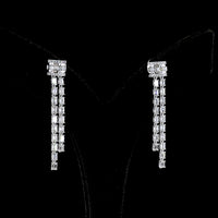 14K White Gold Triple-Strand Hanging Earrings with Emerald Cut Lab Diamonds - 2.84 Carats Total Diamond Weight - Covaloro Fine Jewelry