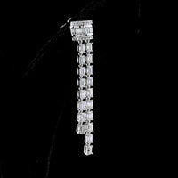 14K White Gold Triple-Strand Hanging Earrings with Emerald Cut Lab Diamonds - 2.84 Carats Total Diamond Weight - Covaloro Fine Jewelry