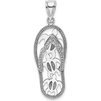 14K White Gold Triple Turtle Flip-Flop Charm - Polished Rhodium Finish by Oro Pregiato