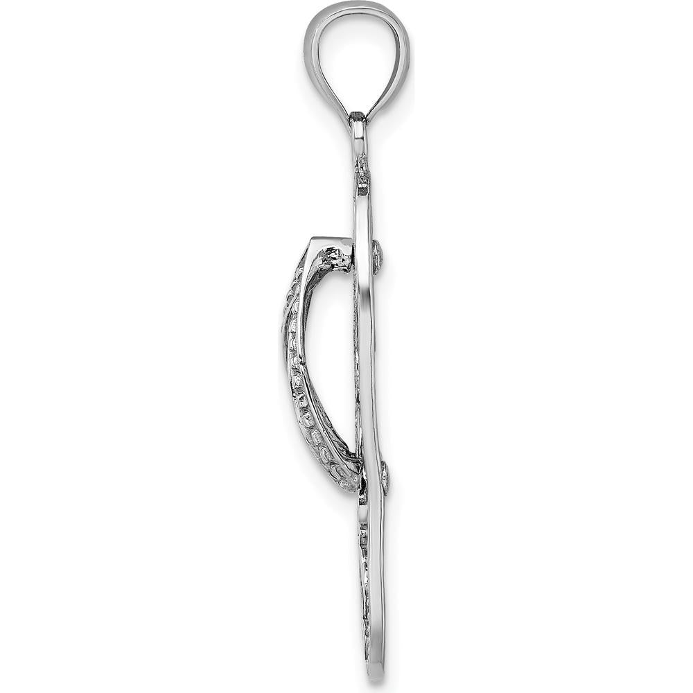 14K White Gold Triple Turtle Flip-Flop Charm - Polished Rhodium Finish by Oro Pregiato