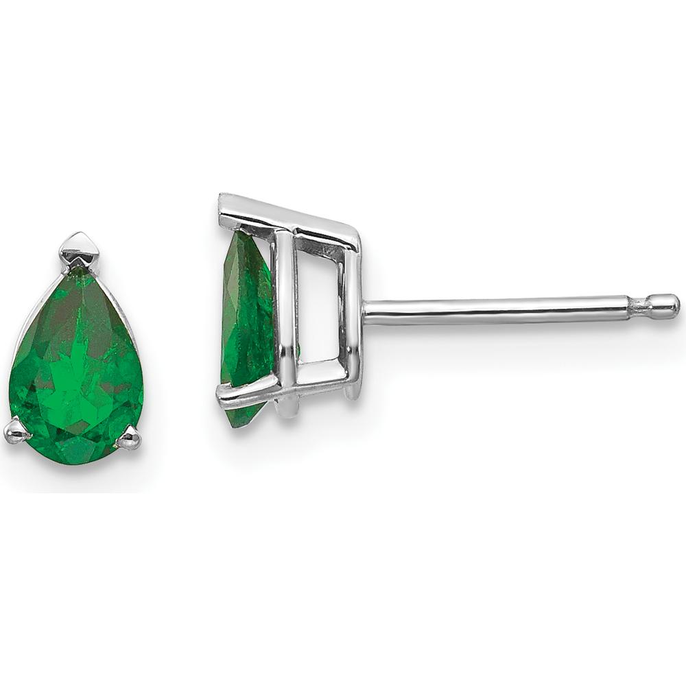 14K White Gold Tsavorite Stud Earrings with Pear-Shaped Garnets - 0.8 Carat Total Gem Weight by Monteluci Fine Jewelry