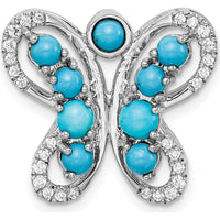 14K White Gold Turquoise and White Topaz Butterfly Pendant - 0.50 Carat Total Gemstone Weight by Lumare Gioia