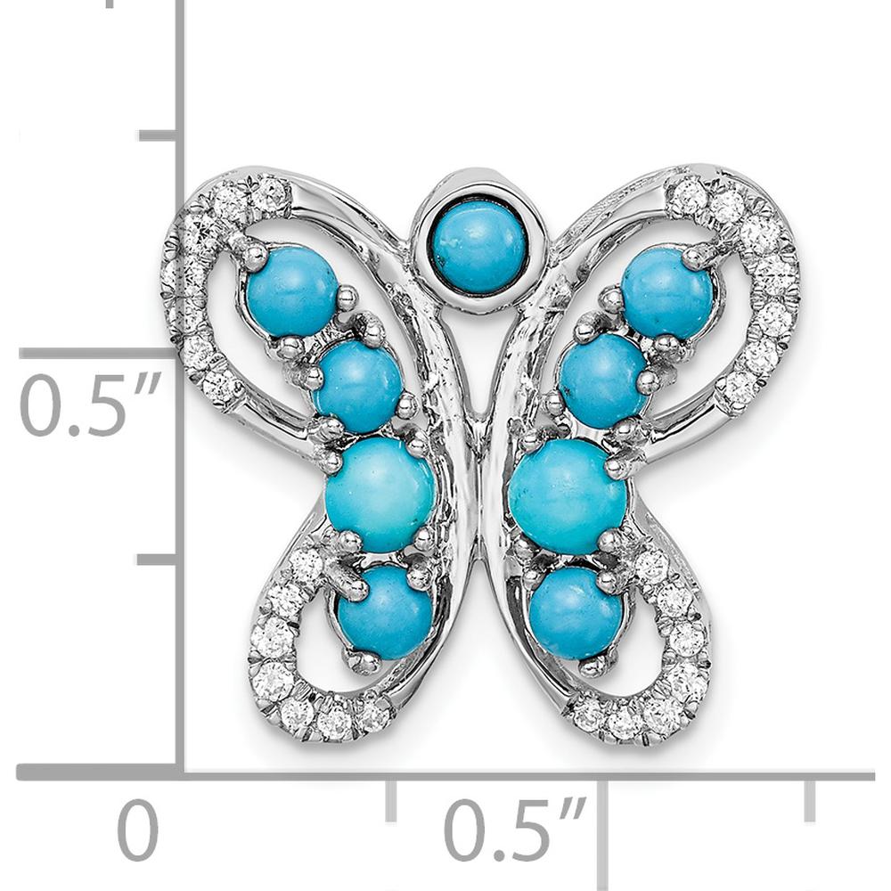 14K White Gold Turquoise and White Topaz Butterfly Pendant - 0.50 Carat Total Gemstone Weight by Lumare Gioia